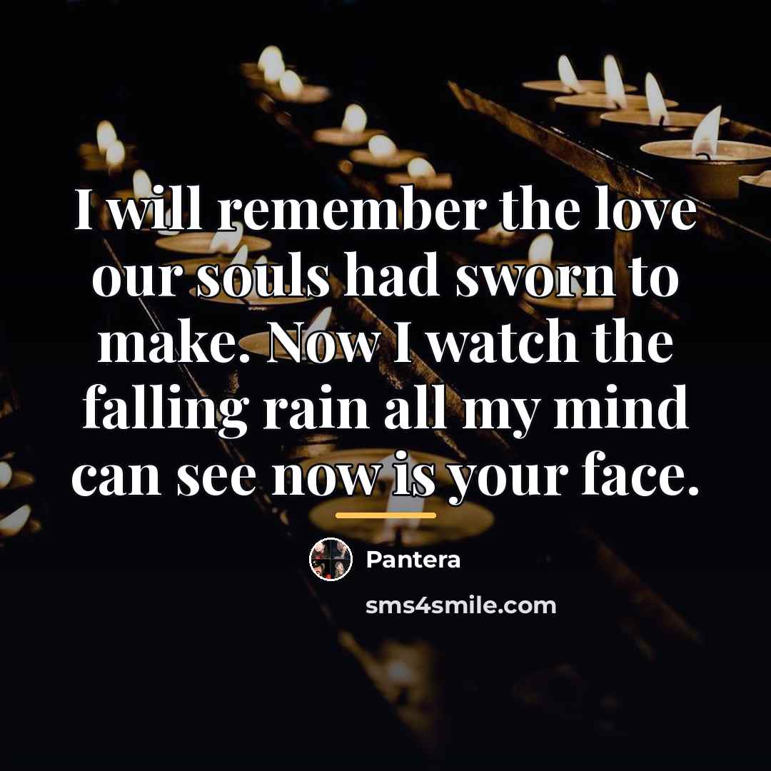“I will remember the love our souls had sworn to…” quote by Pantera