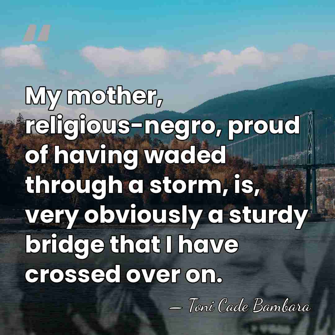 My mother, religious-negro, proud of having waded through a storm, is, very&hellip; - Toni Cade Bambara