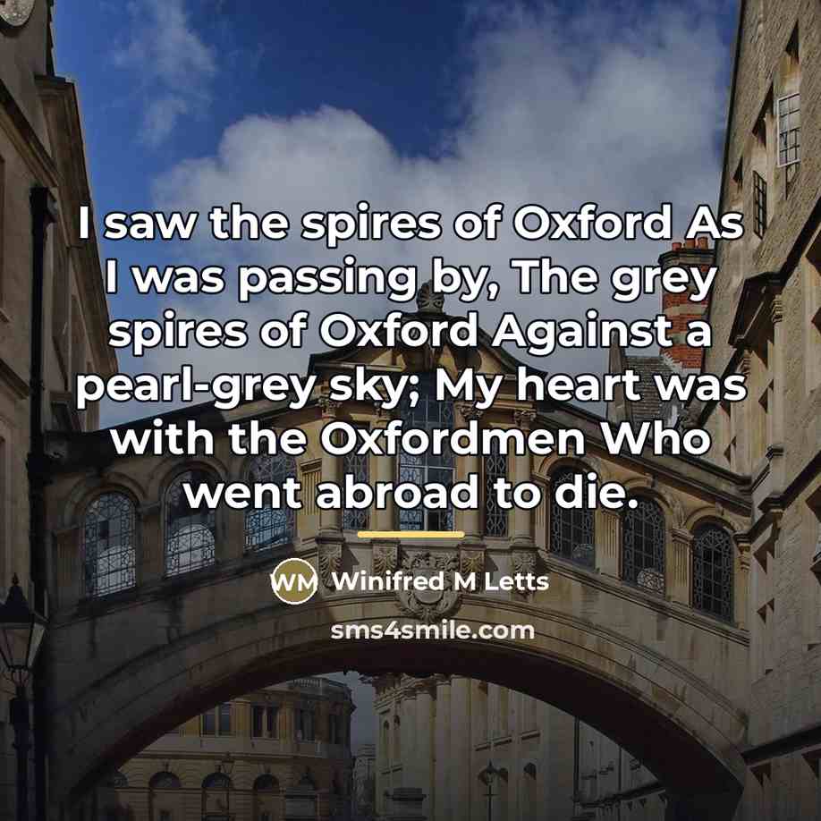 “I saw the spires of Oxford As I was passing…” quote by Anonymous