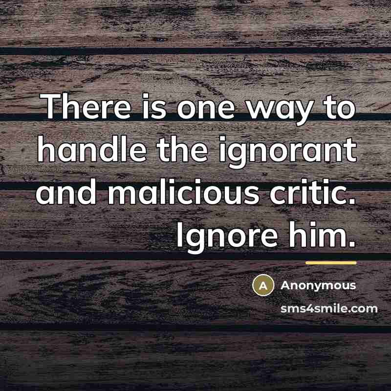 “There is one way to handle the ignorant and malicious…” quote by Anonymous