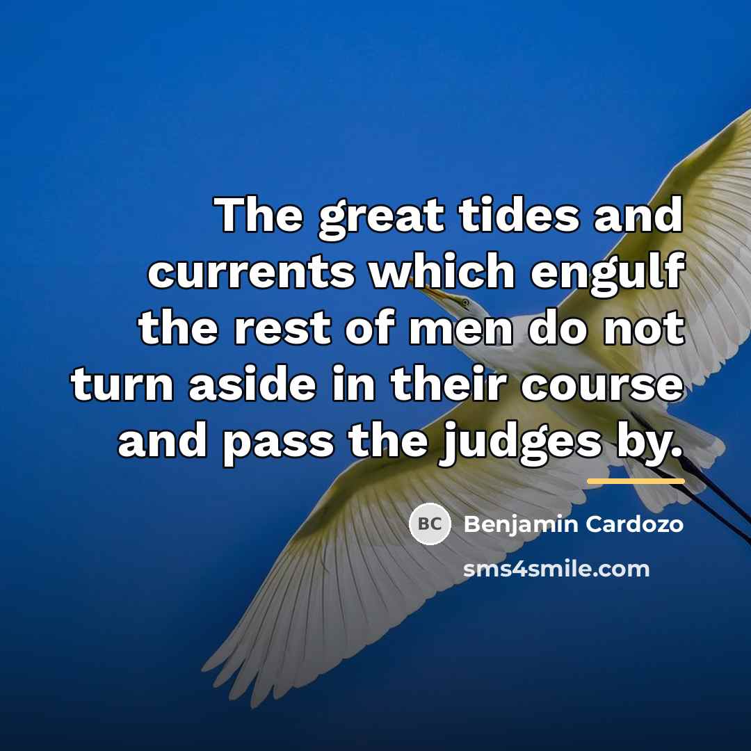 “The great tides and currents which engulf the rest of…” quote by Benjamin Cardozo