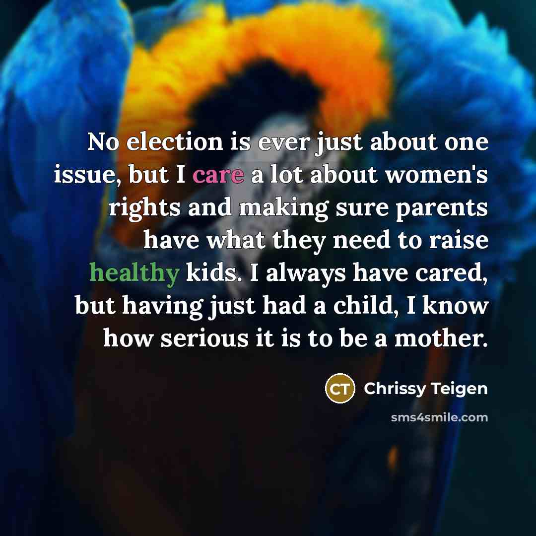“No election is ever just about one issue, but I…” quote by Chrissy Teigen