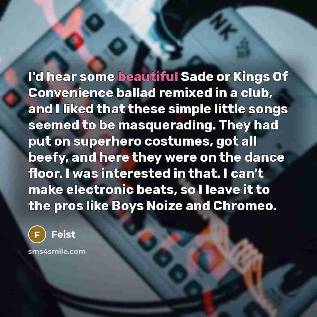 “I'd hear some beautiful Sade or Kings Of Convenience ballad…” quote by Feist