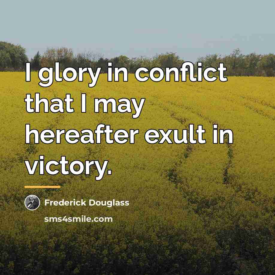 “I glory in conflict that I may hereafter exult in…” quote by Frederick Douglass