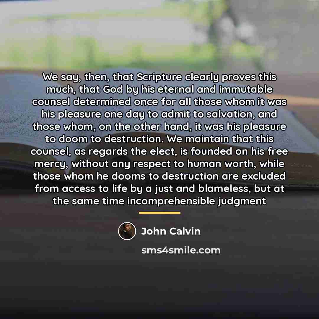 “We say, then, that Scripture clearly proves this much, that…” quote by John Calvin