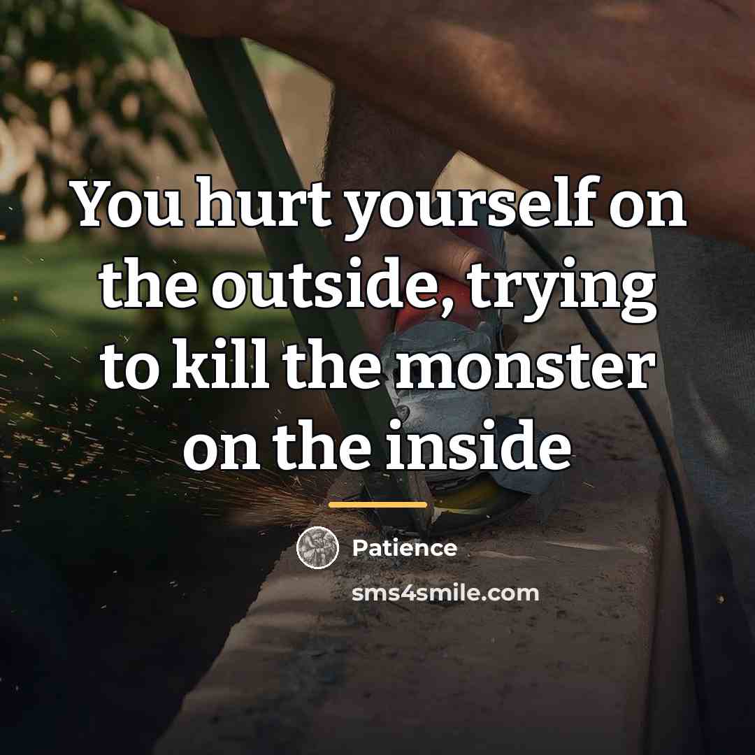 “You hurt yourself on the outside, trying to kill the…” quote by Patience