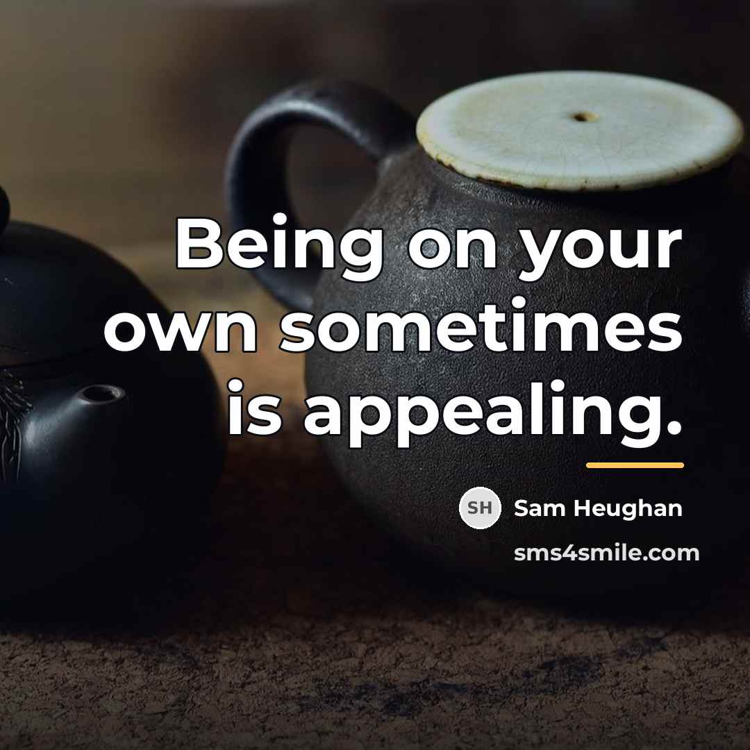 “Being on your own sometimes is appealing.…” quote by Sam Heughan