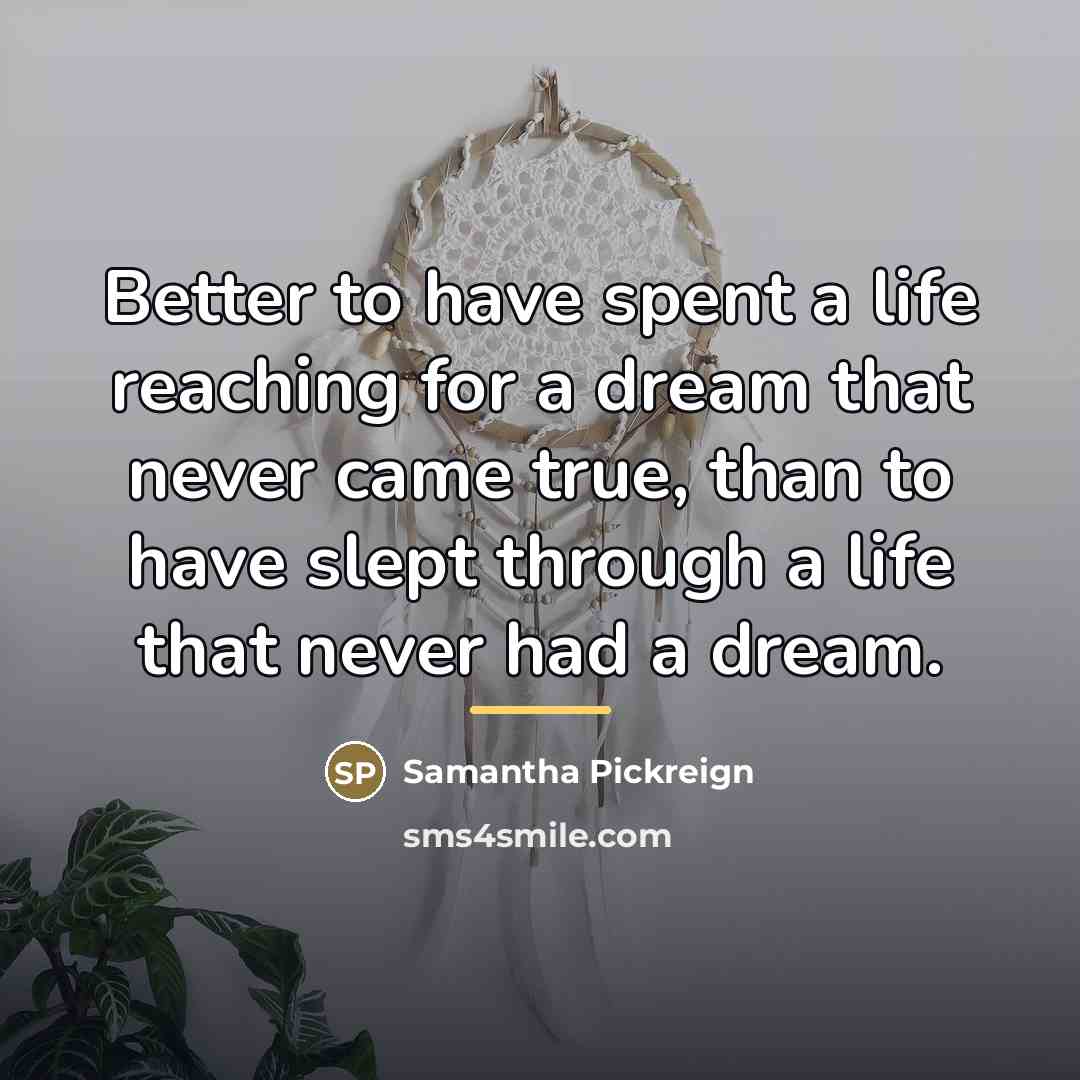 “Better to have spent a life reaching for a dream…” quote by Samantha Pickreign