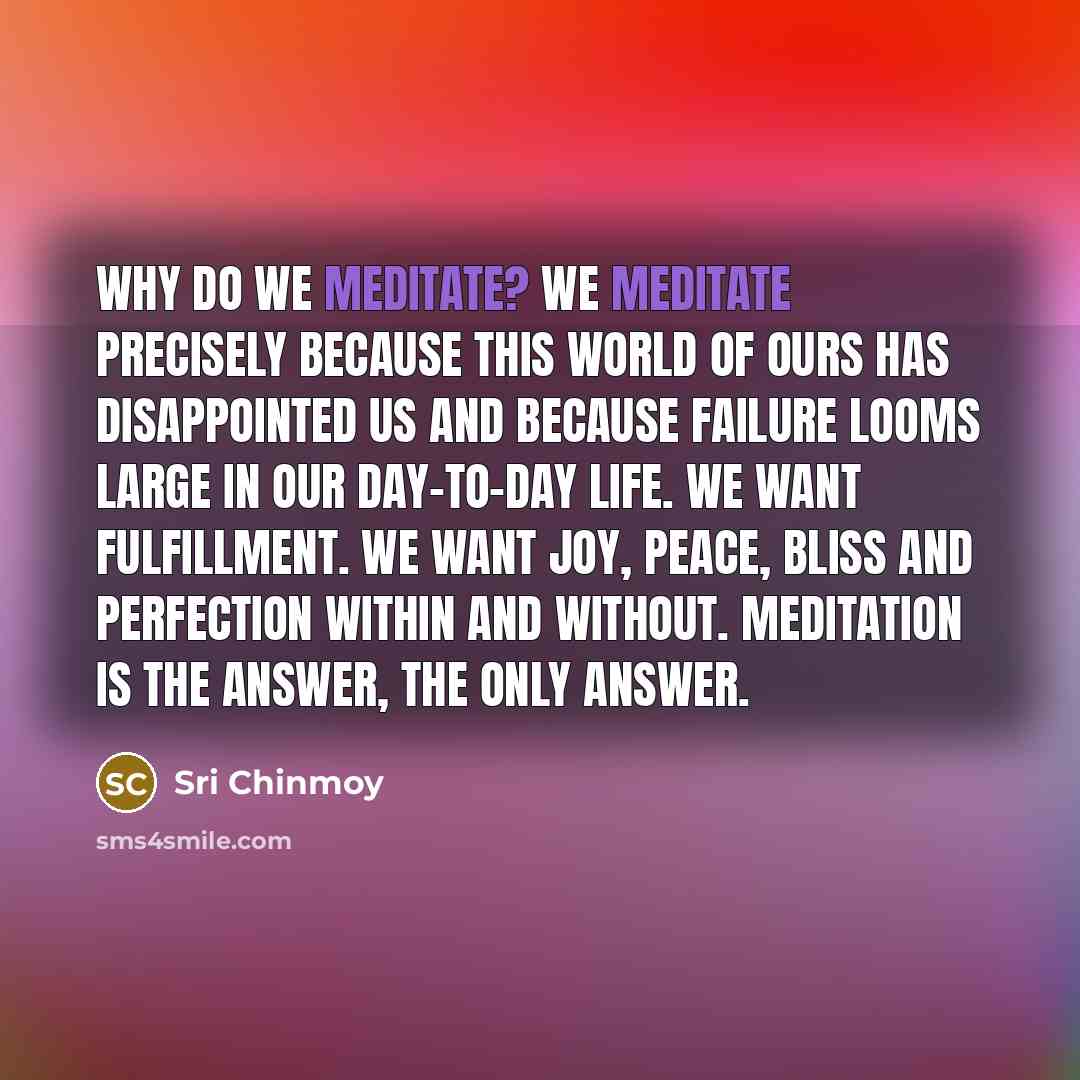 “Why do we meditate? We meditate precisely because this world…” quote by Sri Chinmoy