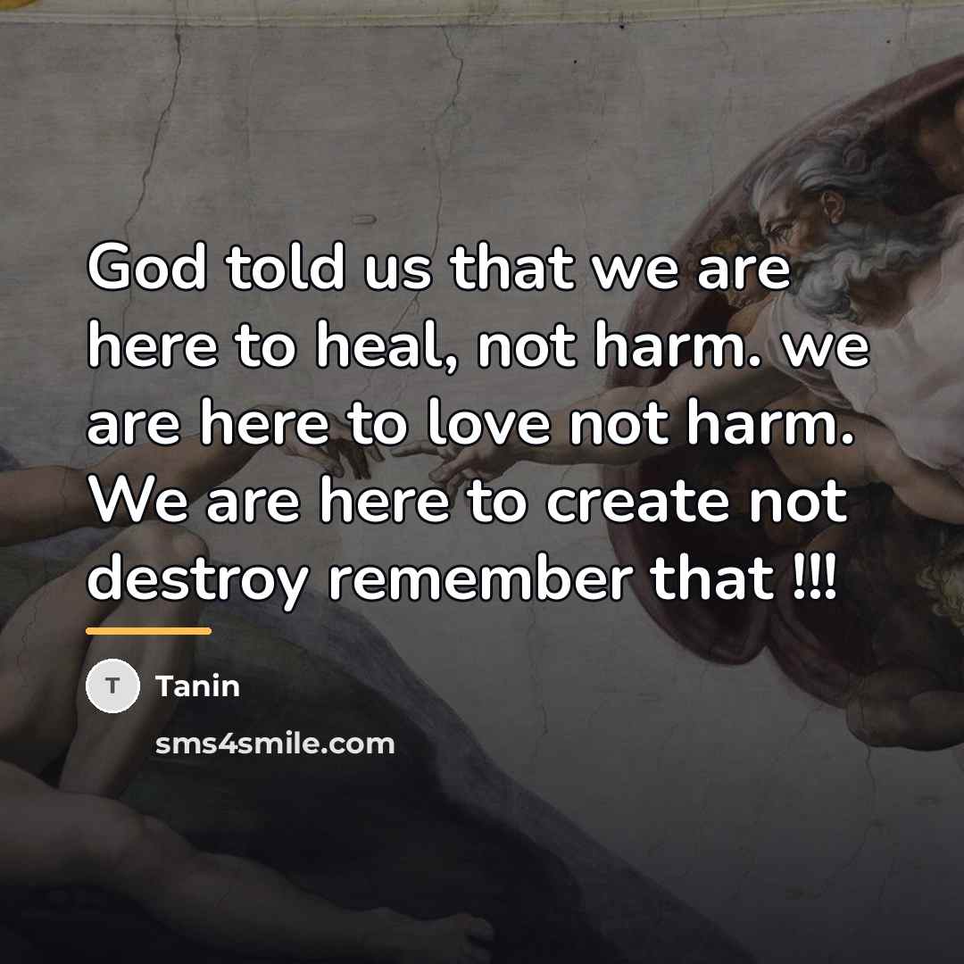 “God told us that we are here to heal, not…” quote by Tanin