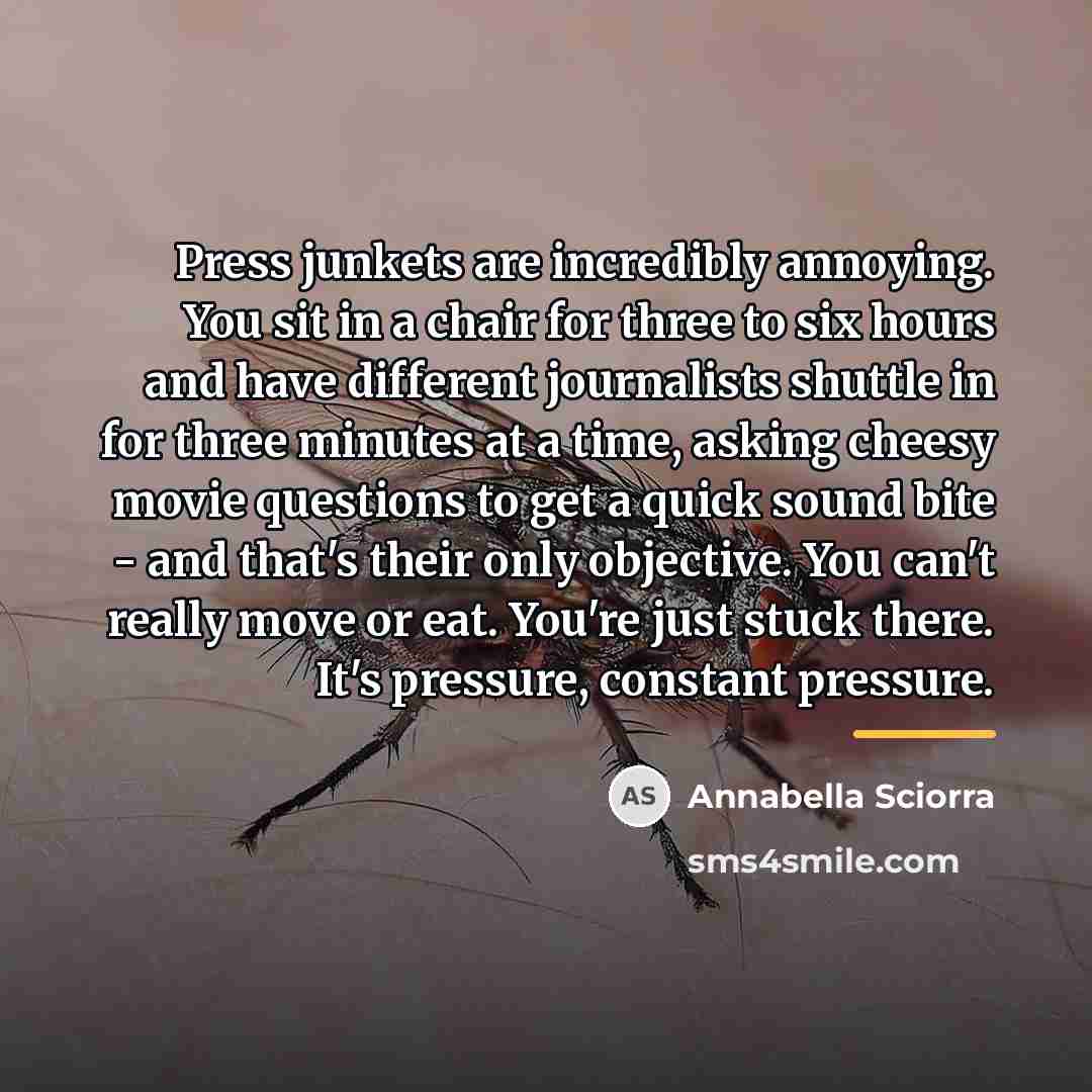 “Press junkets are incredibly annoying. You sit in a chair…” quote by Annabella Sciorra