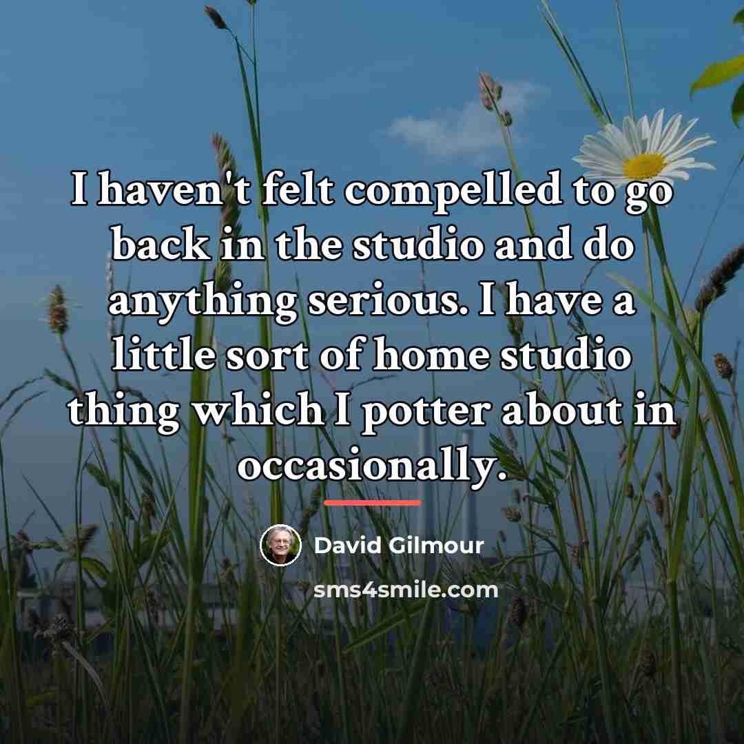 “I haven't felt compelled to go back in the studio…” quote by David Gilmour