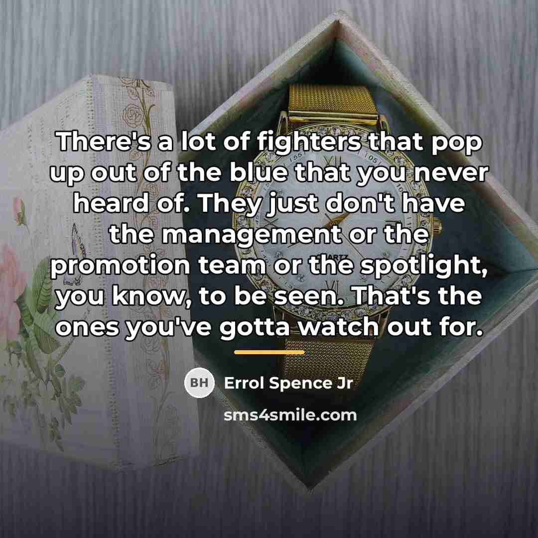 “There's a lot of fighters that pop up out of…” quote by Errol Spence Jr