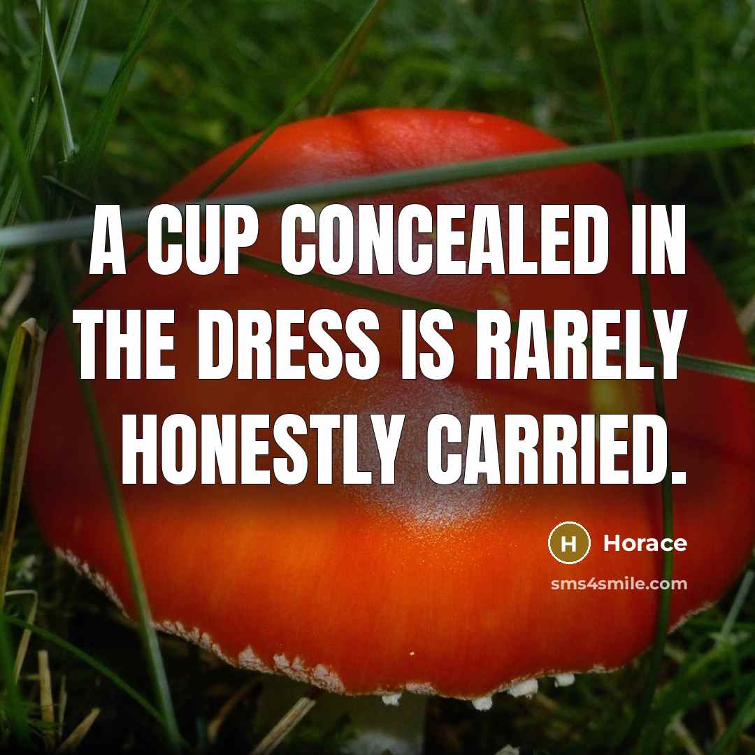 “A cup concealed in the dress is rarely honestly carried.…” quote by Horace