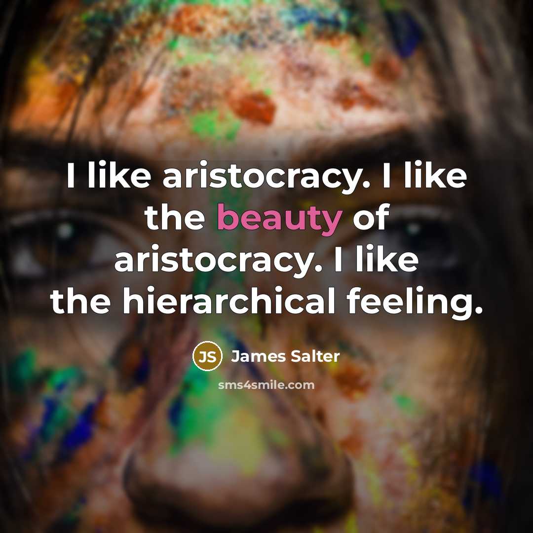 “I like aristocracy. I like the beauty of aristocracy. I…” quote by James Salter