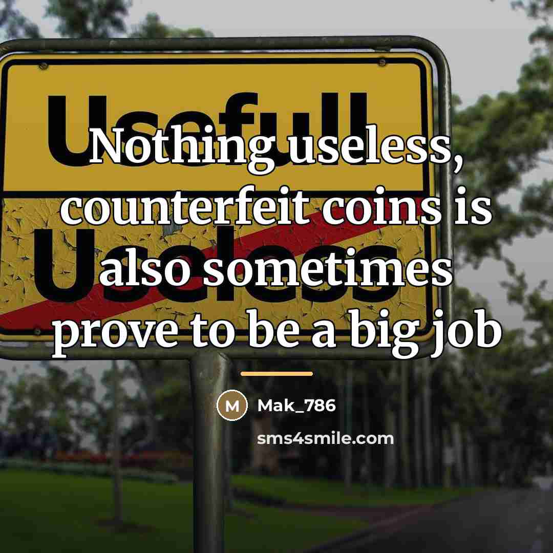 “Nothing useless, counterfeit coins is also sometimes prove to be…” quote by Mak_786