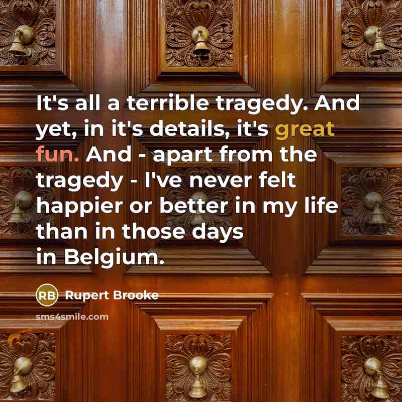 “It's all a terrible tragedy. And yet, in it's details,…” quote by Rupert Brooke