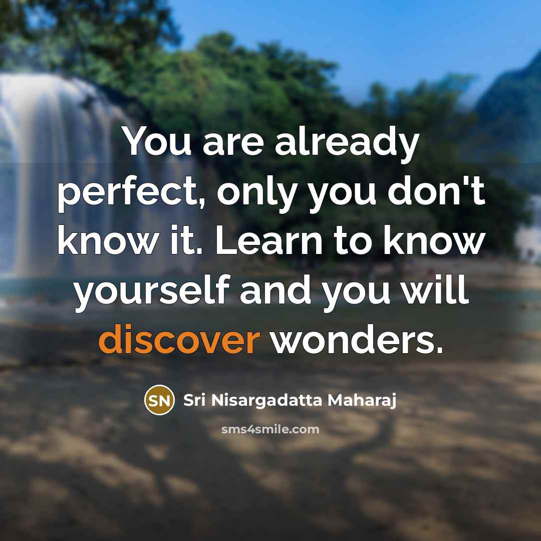 “You are already perfect, only you don't know it. Learn…” quote by Sri Nisargadatta Maharaj