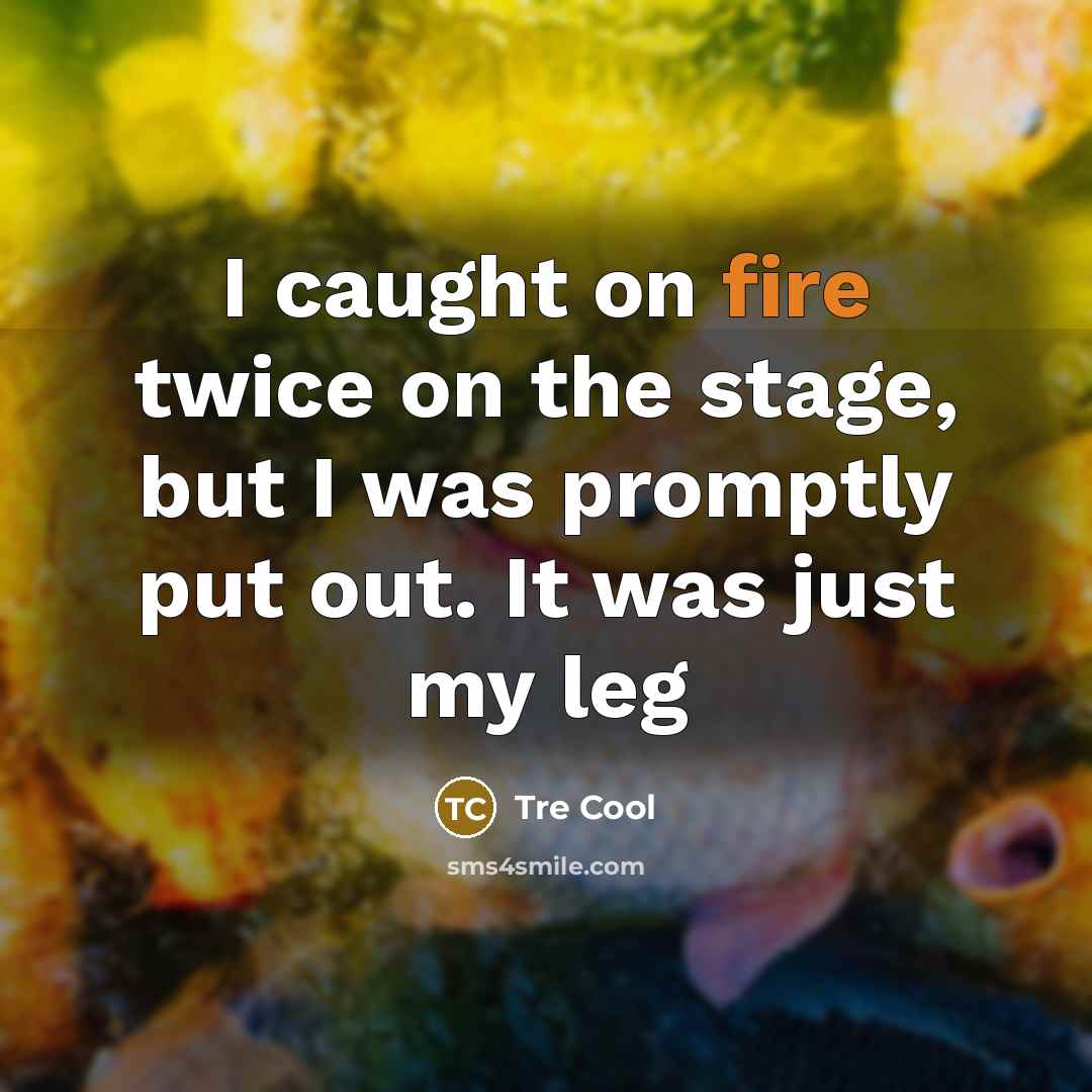 “I caught on fire twice on the stage, but I…” quote by Tre Cool