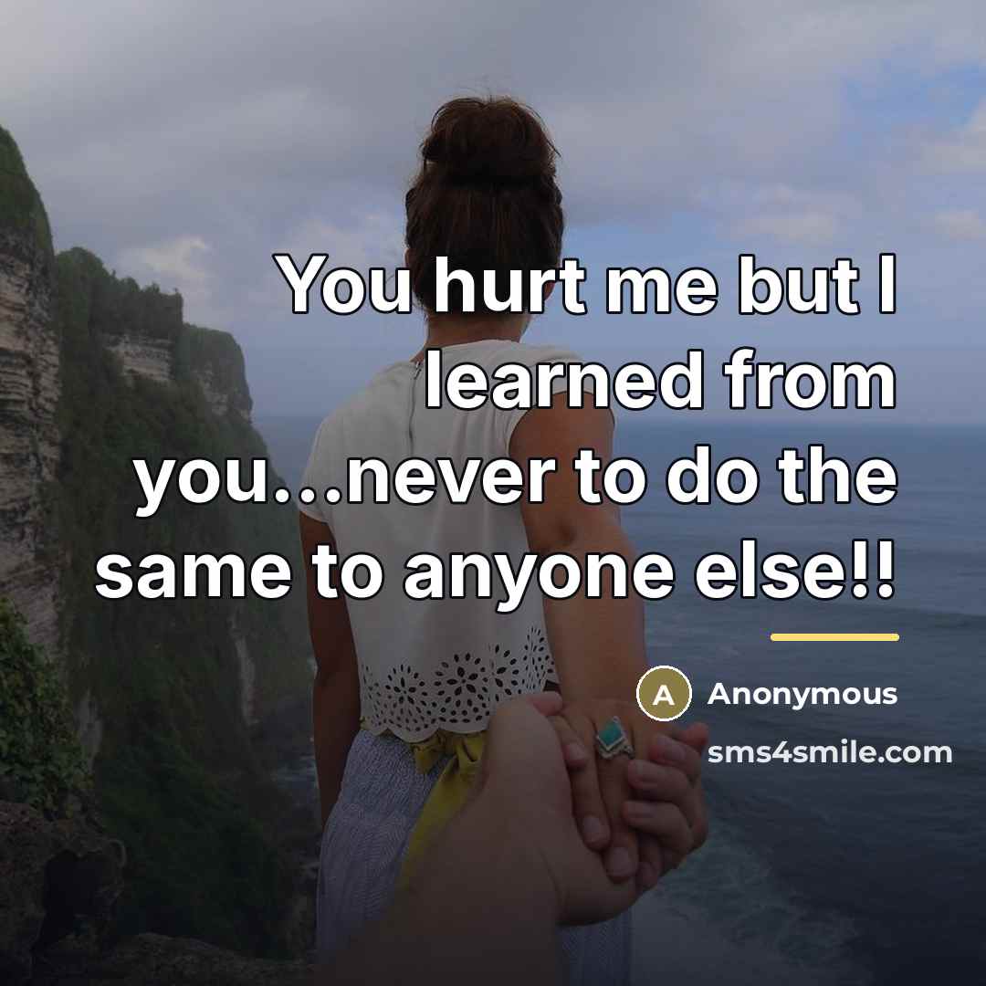 “You hurt me but I learned from you...never to do…” quote by Anonymous