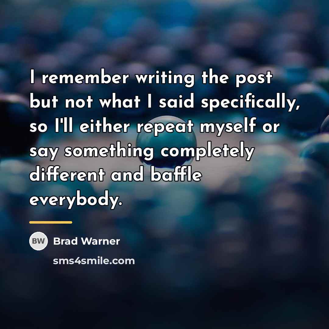 “I remember writing the post but not what I said…” quote by Brad Warner