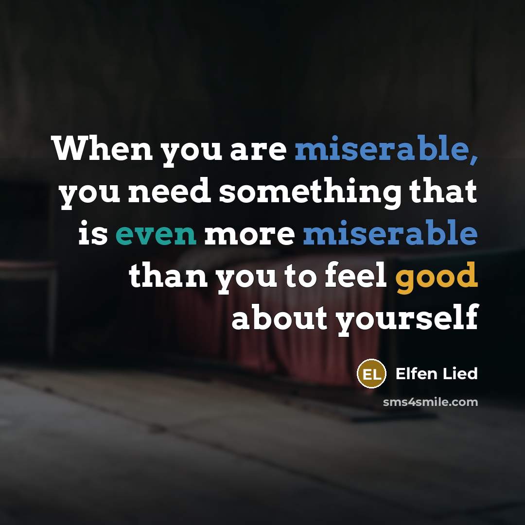 “When you are miserable, you need something that is even more miserable than you to feel good about yourself” quote by Elfen Lied