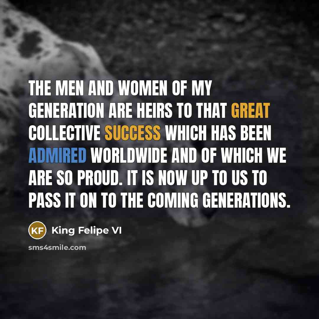 “The men and women of my generation are heirs to…” quote by King Felipe VI