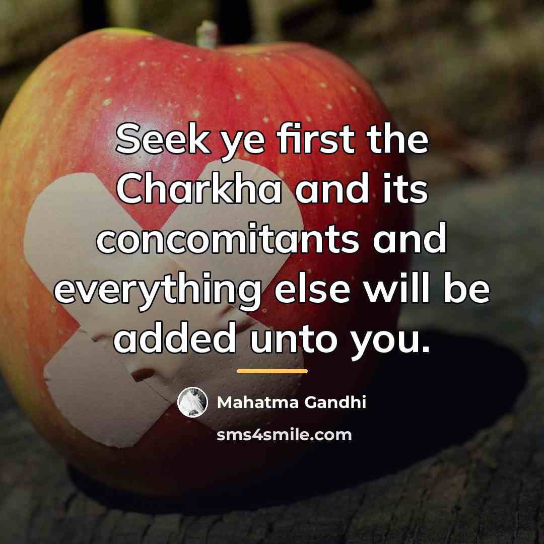 “Seek ye first the Charkha and its concomitants and everything…” quote by Mahatma Gandhi