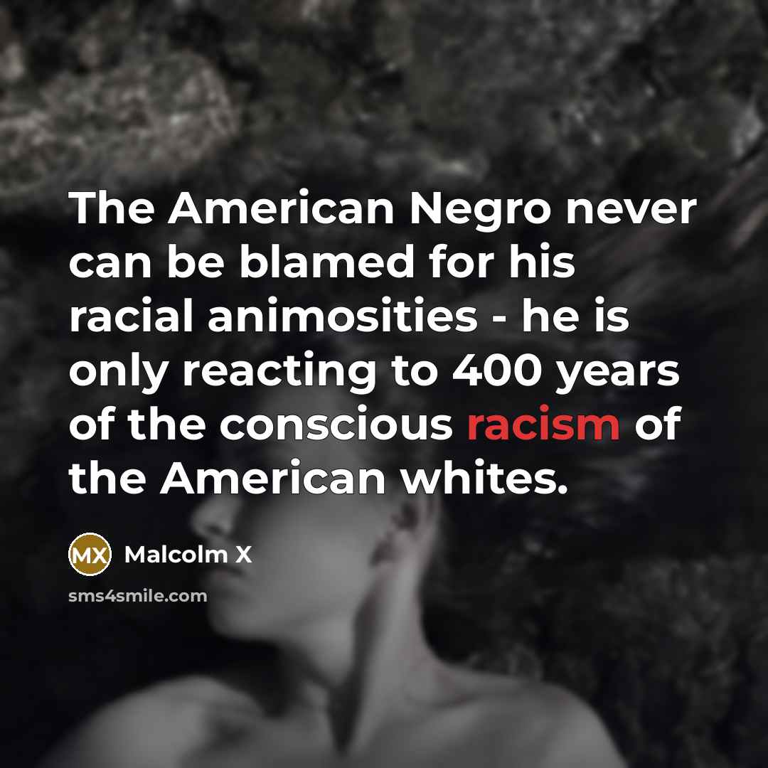 “The American Negro never can be blamed for his racial…” quote by Malcolm X