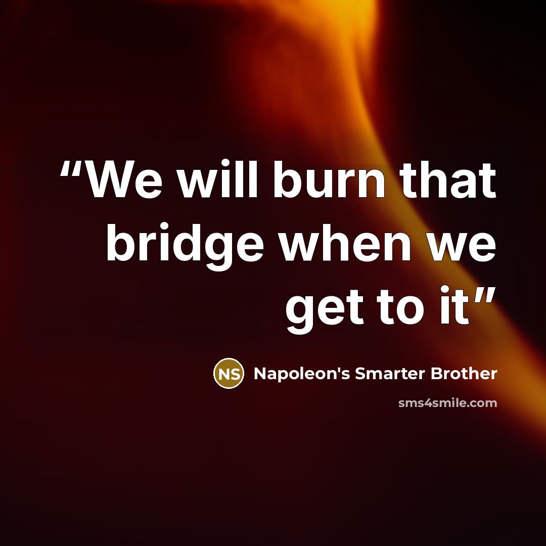 “We will burn that bridge when we get to it” quote by Napoleon's Smarter Brother