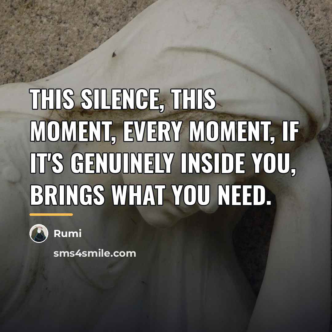 “This silence, this moment, every moment, If it's genuinely inside…” quote by Rumi