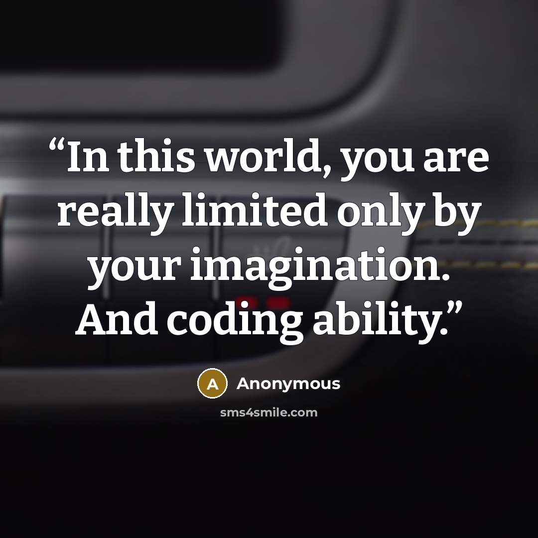 “In this world, you are really limited only by your imagination. And coding ability.” quote by Anonymous