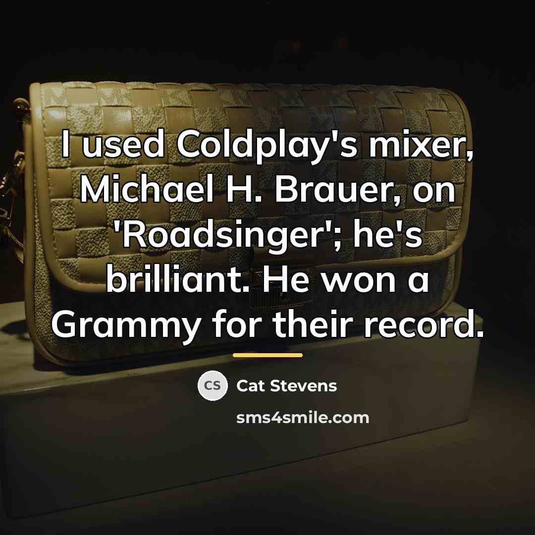 “I used Coldplay's mixer, Michael H. Brauer, on 'Roadsinger'; he's…” quote by Cat Stevens