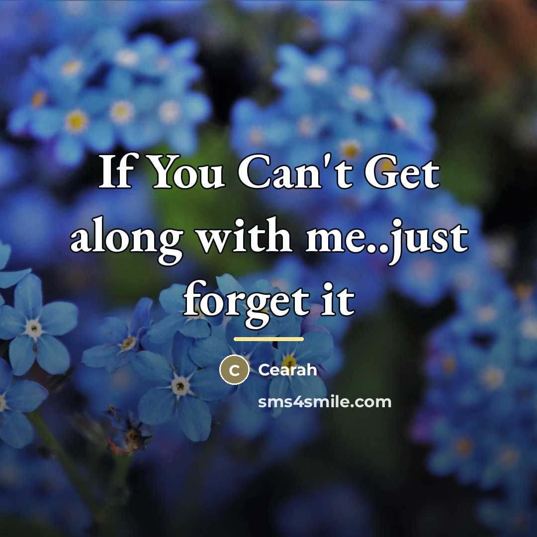 “If You Can't Get along with me..just forget it…” quote by Cearah