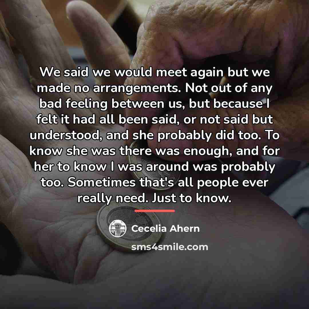 “We said we would meet again but we made no…” quote by Cecelia Ahern