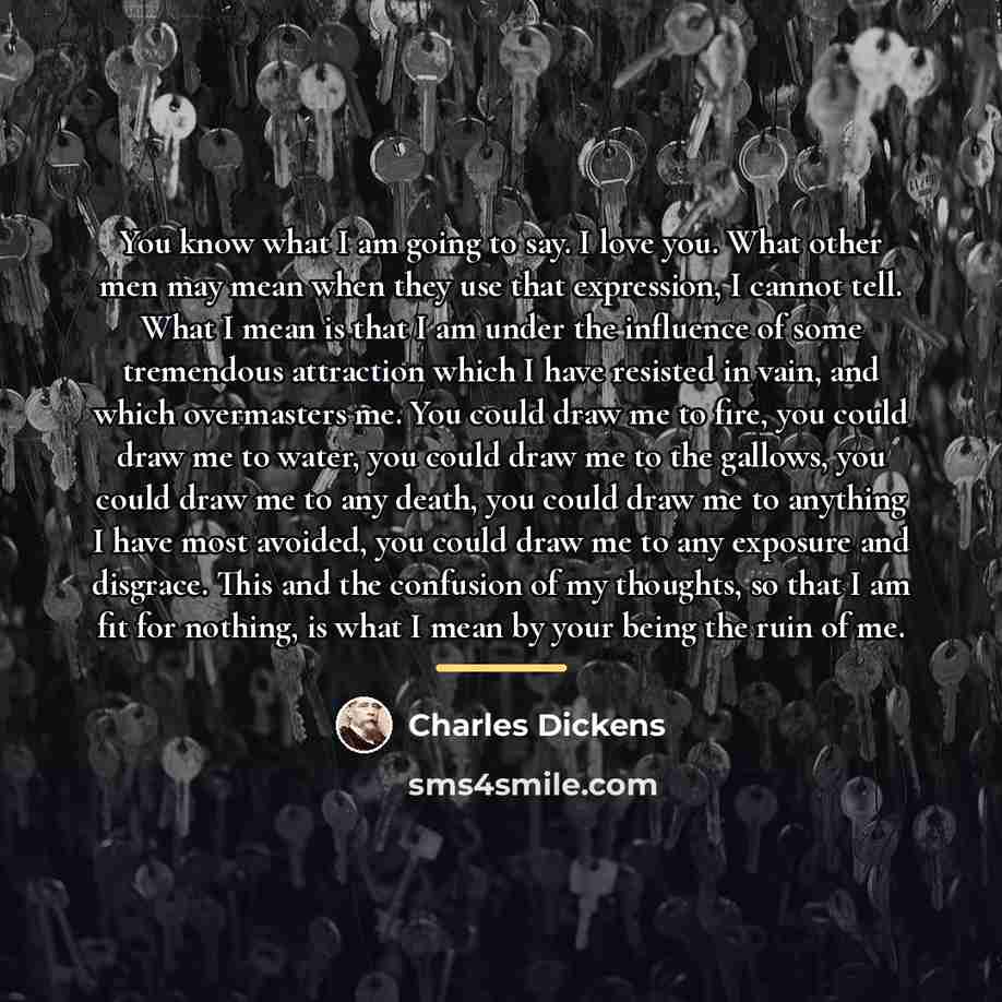 “You know what I am going to say. I love…” quote by Charles Dickens