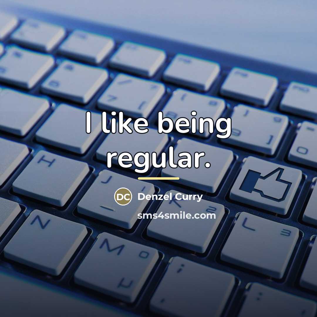 “I like being regular.…” quote by Denzel Curry