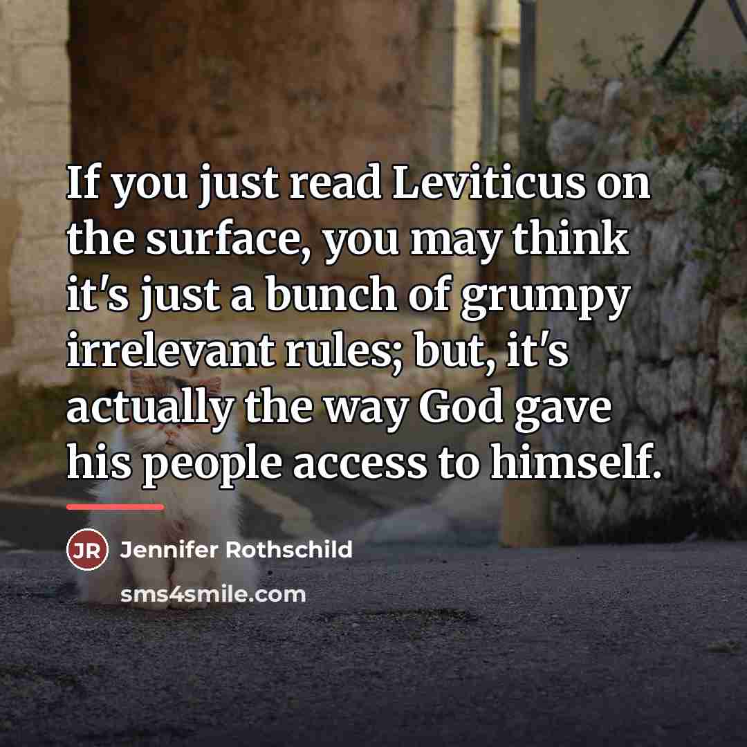 “If you just read Leviticus on the surface, you may…” quote by Jennifer Rothschild