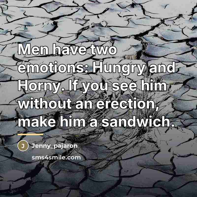 “Men have two emotions: Hungry and Horny. If you see…” quote by Jenny_pajaron
