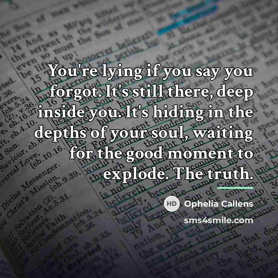 “You're lying if you say you forgot. It's still there,…” quote by Ophelia Callens