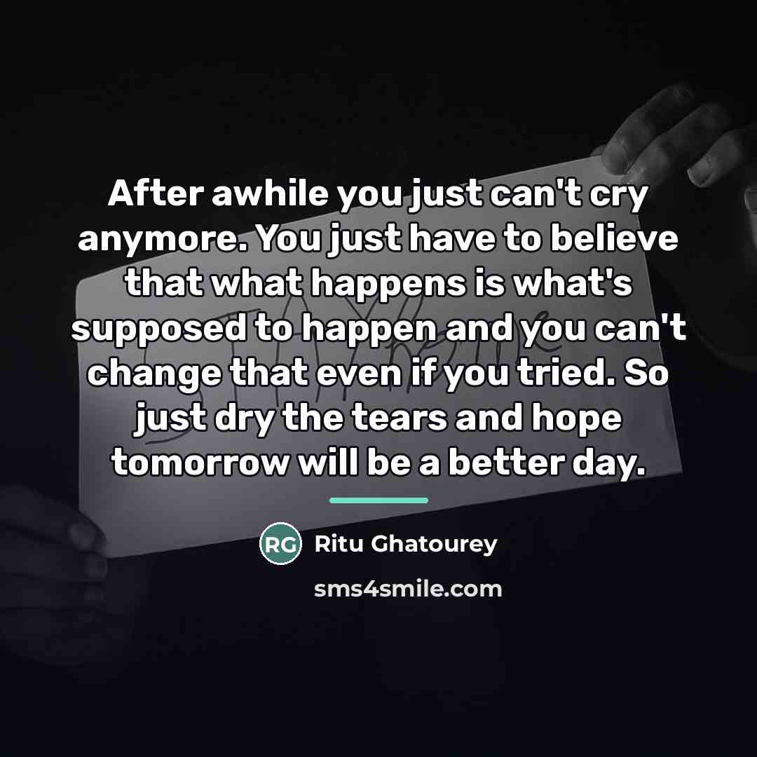“After awhile you just can't cry anymore. You just have…” quote by Ritu Ghatourey