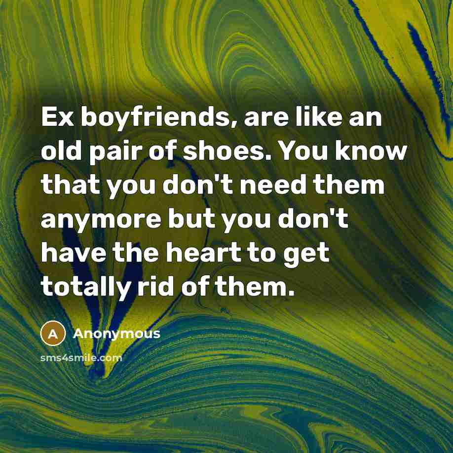 “Ex boyfriends, are like an old pair of shoes. You…” quote by Anonymous
