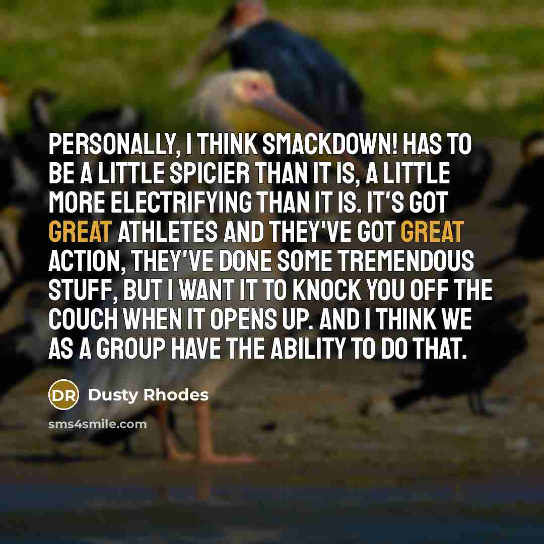 “Personally, I think SmackDown! has to be a little spicier…” quote by Dusty Rhodes