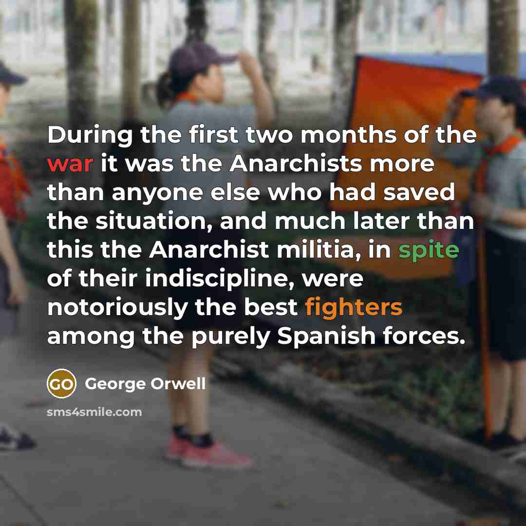 “During the first two months of the war it was…” quote by George Orwell