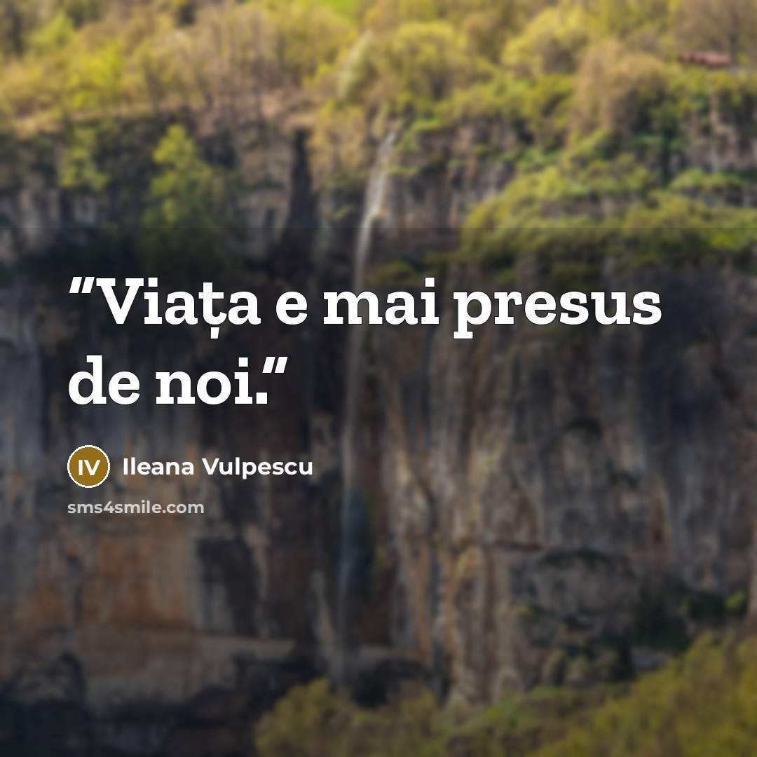 “Viaţa e mai presus de noi.” quote by Ileana Vulpescu