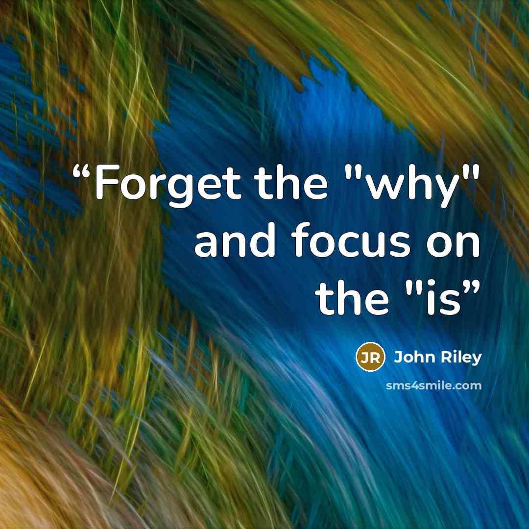“Forget the "why" and focus on the "is” quote by John Riley