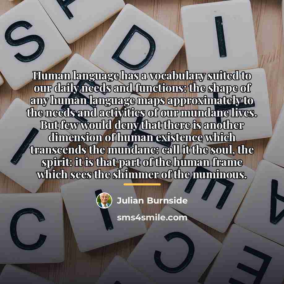 “Human language has a vocabulary suited to our daily needs…” quote by Julian Burnside