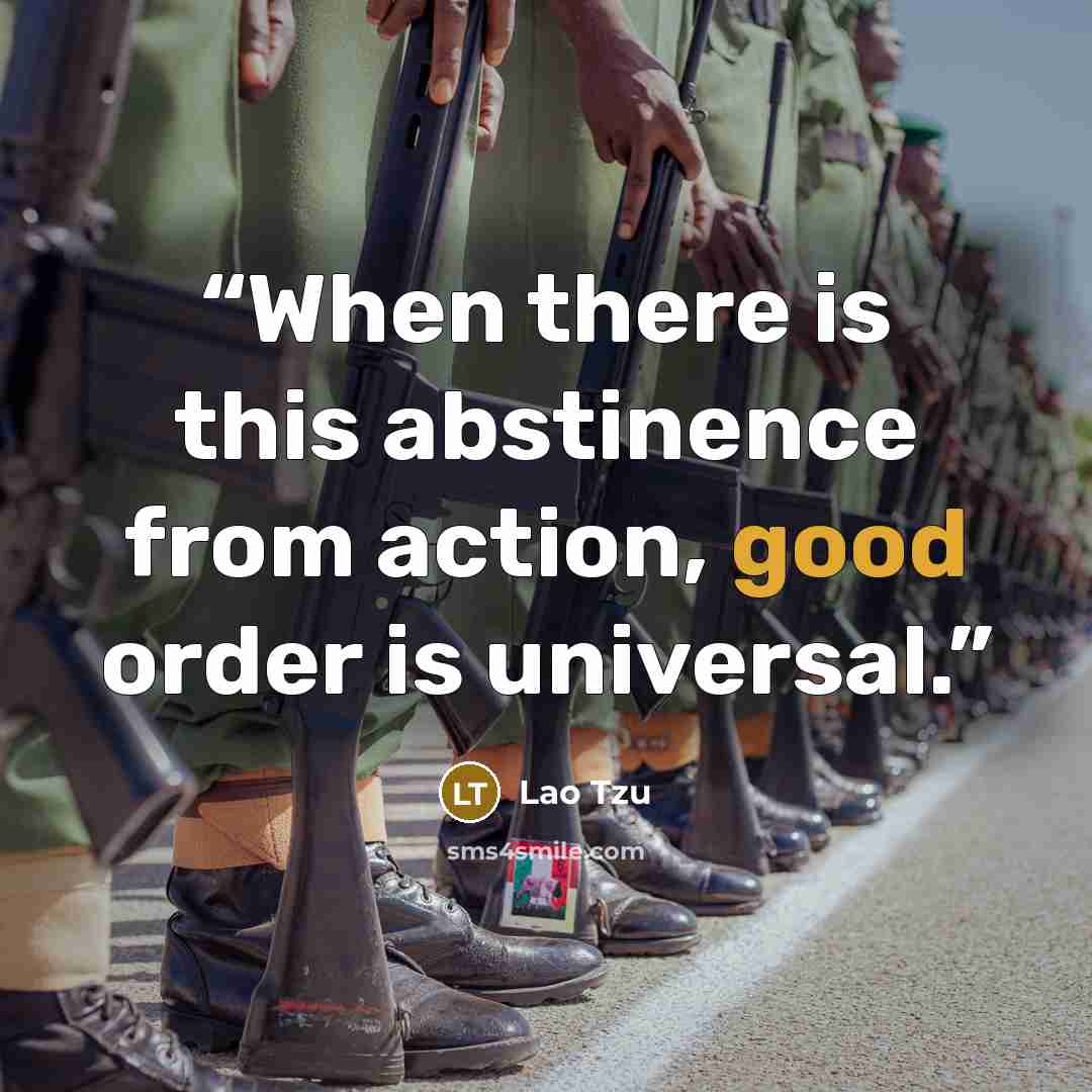 “When there is this abstinence from action, good order is universal.” quote by Lao Tzu