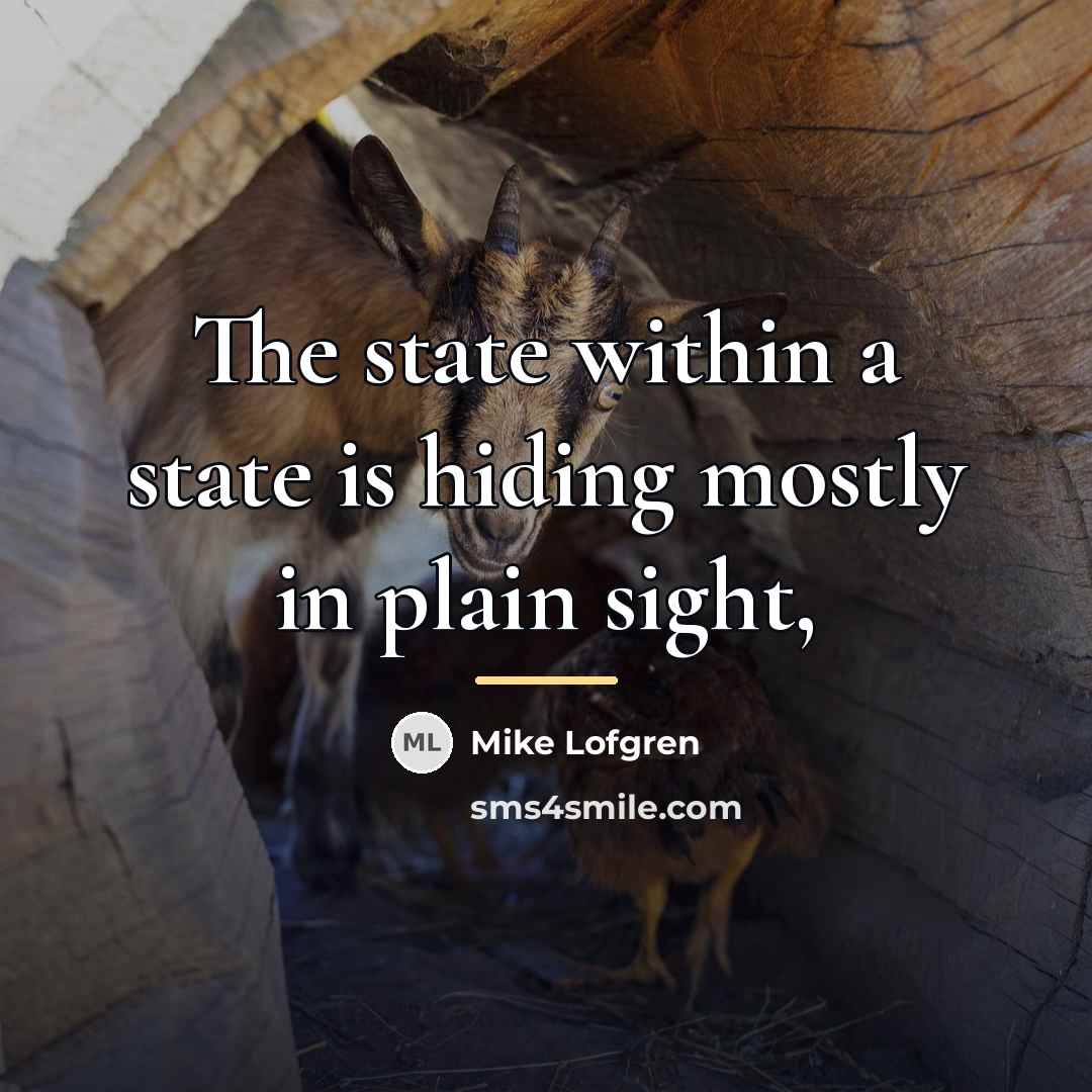 “The state within a state is hiding mostly in plain…” quote by Mike Lofgren