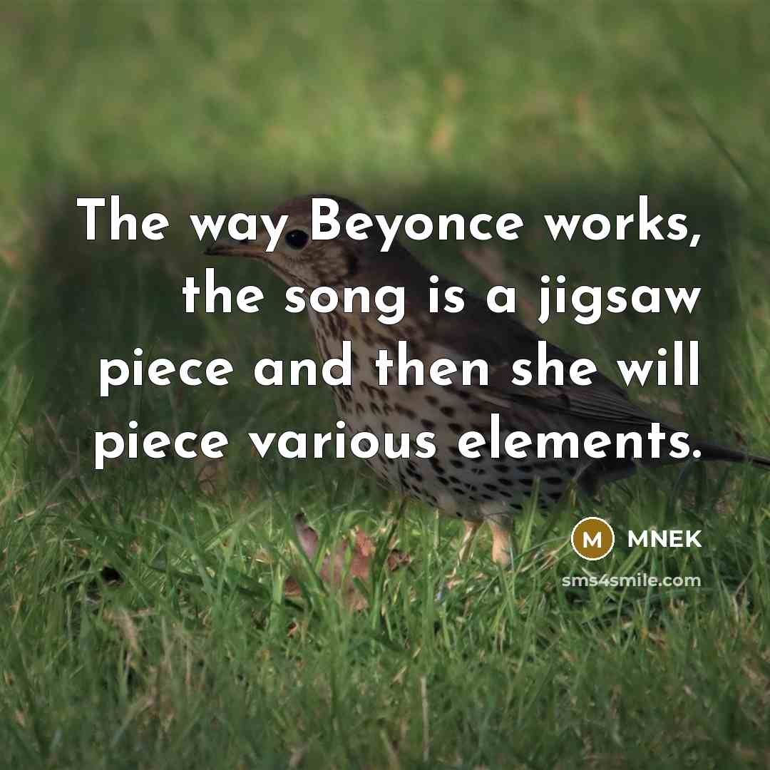 “The way Beyonce works, the song is a jigsaw piece and then she will piece various elements.” quote by MNEK